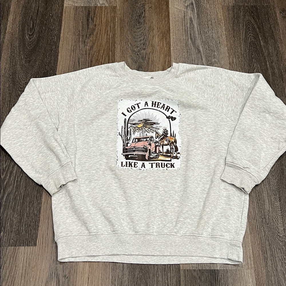 (23) Custom Heart Like A Truck Crewneck